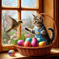 Пазл: Пасхальный котик