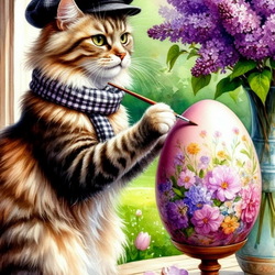 Пазл: Пасхальный котик
