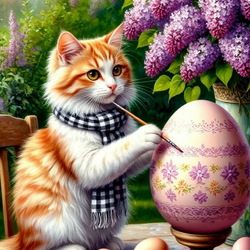 Пазл: Пасхальный котик