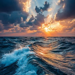 Пазл: Волны на закате