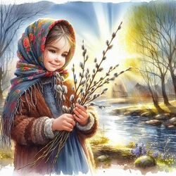 Пазл: Вербочки в руках