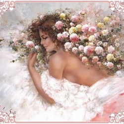 Пазл: Девушка и розы