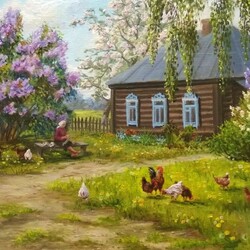 Пазл: Весна в деревне