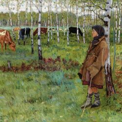 Пазл: Мечтательность среди берёз 