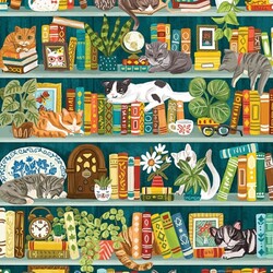 Пазл: Кошачий книжный шкаф
