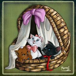 Пазл: Котята в корзинке