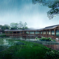 Пазл: Дождь в парке