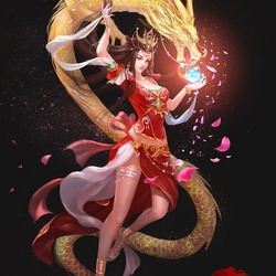 Пазл: Девушка и дракон