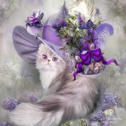 Пазл: Кошка в замысловатой шляпке