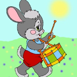 Пазл: Зайка-барабанщик