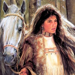 Пазл: Девушка и лошадь 