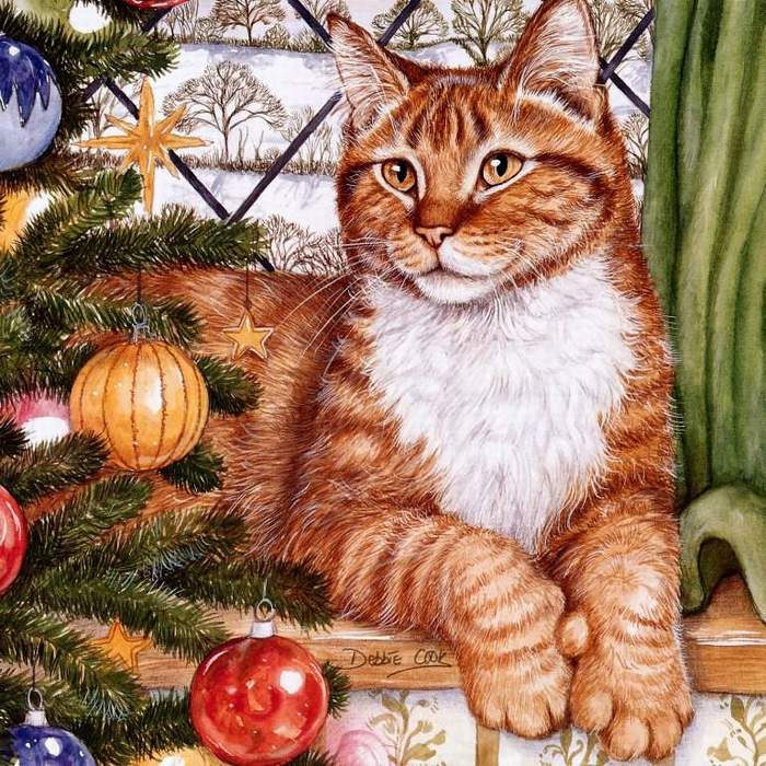 Пазл «Новогодний кот» из 169 элементов | Собрать онлайн пазл №3527