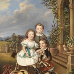 Пазл: Портрет трех детей в садовом павильоне