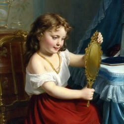 Пазл: Девочка с зеркалом