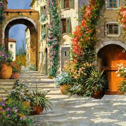 Пазл: Улица в цветах