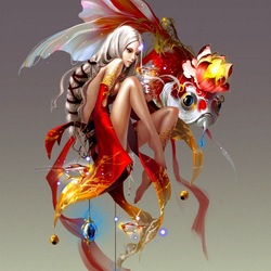 Пазл: Девушка и рыба