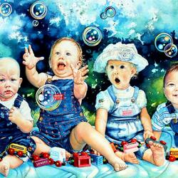 Пазл: Малыши и мыльные пузыри