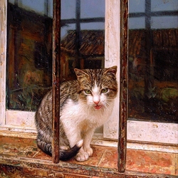 Пазл: Кошка на окне