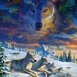 Пазл:  Волки
