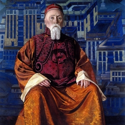 Пазл: Портрет Николая Рериха в тибетском костюме