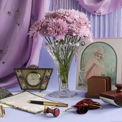 Пазл: Натюрморт с хризантемами