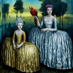 Пазл: Сестры с красным попугаем