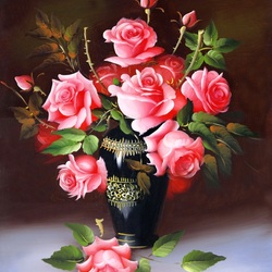 Пазл: Китайская вышивка Су / Розы