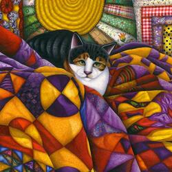 Пазл: Кот в одеяле