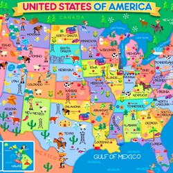 Пазл: Карта США для детей