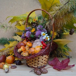 Пазл: Корзинка с грибами