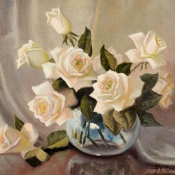 Пазл: Букет белых роз