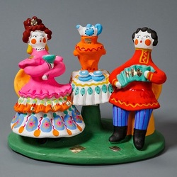 Пазл: Чаепитие . Дымковская игрушка