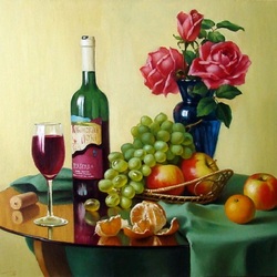 Пазл: Вино и фрукты