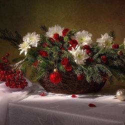 Пазл: Натюрморт с хризантемами