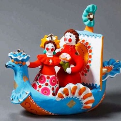 Пазл: Стенька Разин с Княжной. Дымковская игрушка