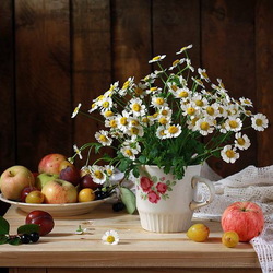 Пазл: Натюрморт с ромашками