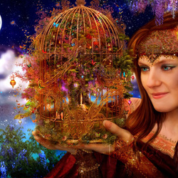 Пазл: Ее волшебные бабочки