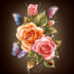 Пазл: Блестящие розы