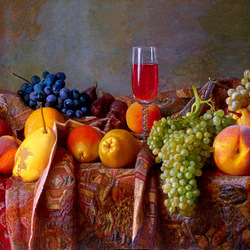 Пазл: Вино и фрукты 