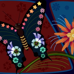 Пазл: Бабочки в цветах