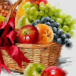 Пазл: Корзина с фруктами