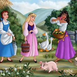 Пазл: Принцессы за работой