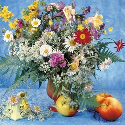 Пазл: Букет и яблоки