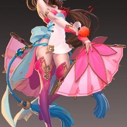 Пазл: Девушка с веерами