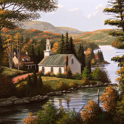 Пазл: Церковь на берегу озера