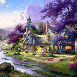 Пазл: Коттедж с часовней