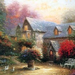 Пазл: Гуси во дворе