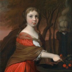 Пазл: Портрет молодой женщины с вишнями
