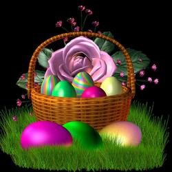 Пазл: Корзина с пасхальными яйцами