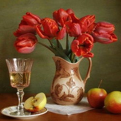 Пазл: Натюрморт с тюльпанами